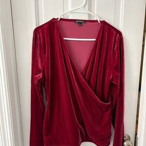 Women's Dark Pink Velvet Wrap Top